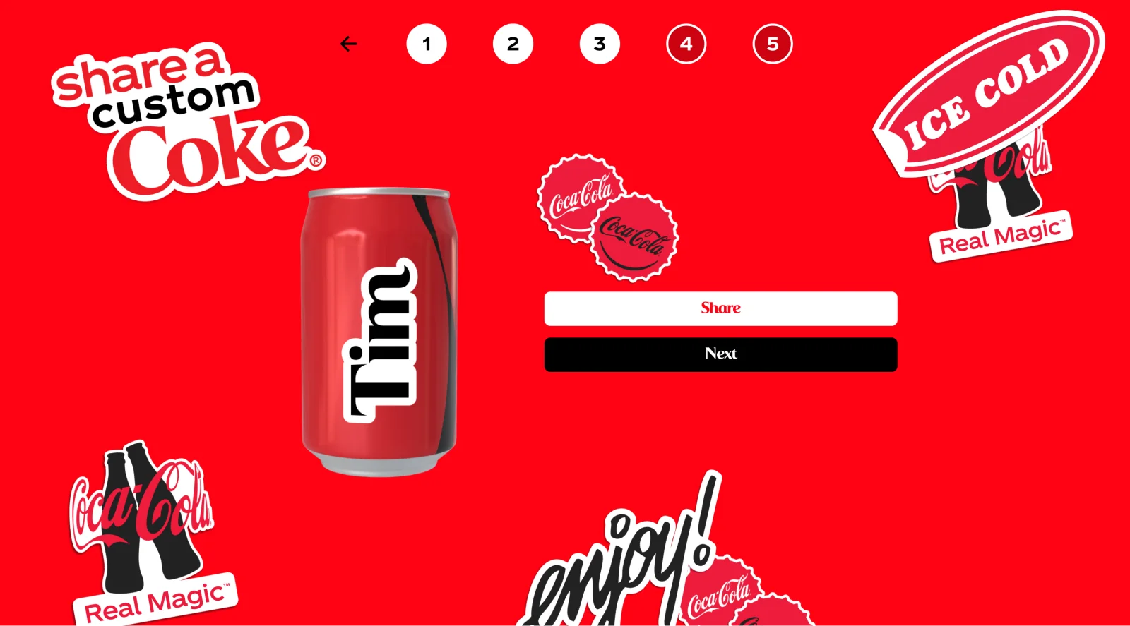 The Share a Coke bottle customisation interface